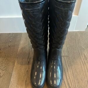 Hunter Women's Black Quilted Rain Boots